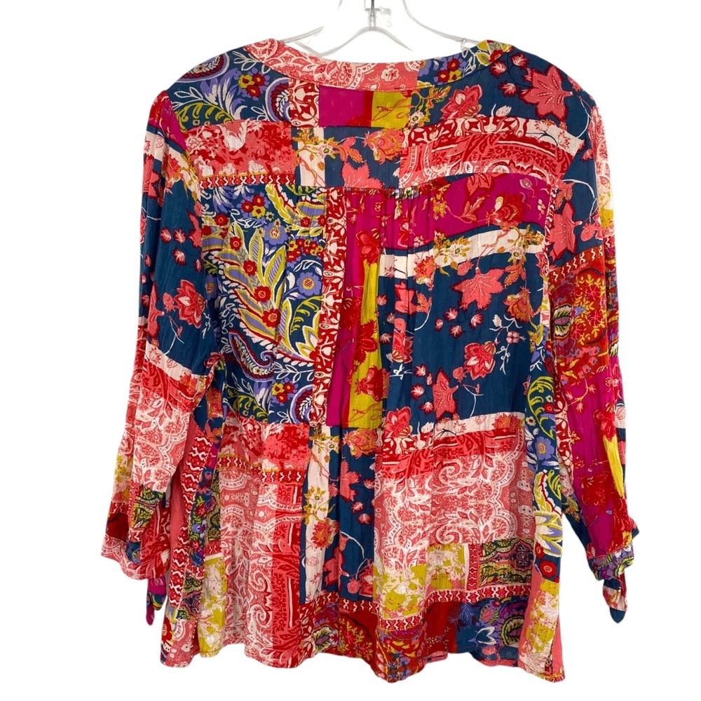 Jones New York Patchwork Print Paisley Floral Top Boho - Picture 4 of 6